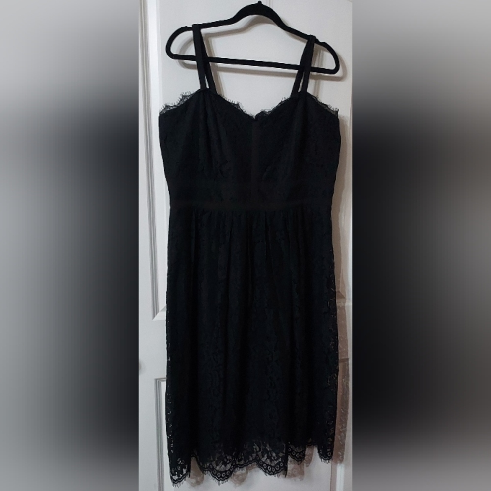 Mid-length black lace dress NWT 16